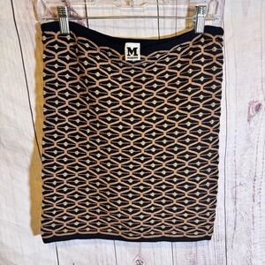Missoni Luxury Black and Tan Patterned Geometric Bohemian Mini Skirt 6